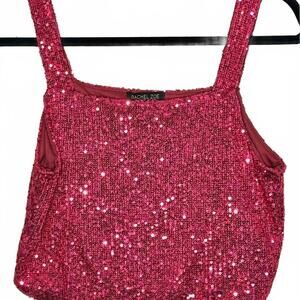 Sparkle Into the Night: Rachel Zoe Sequin Tank Top in Dazzling Red